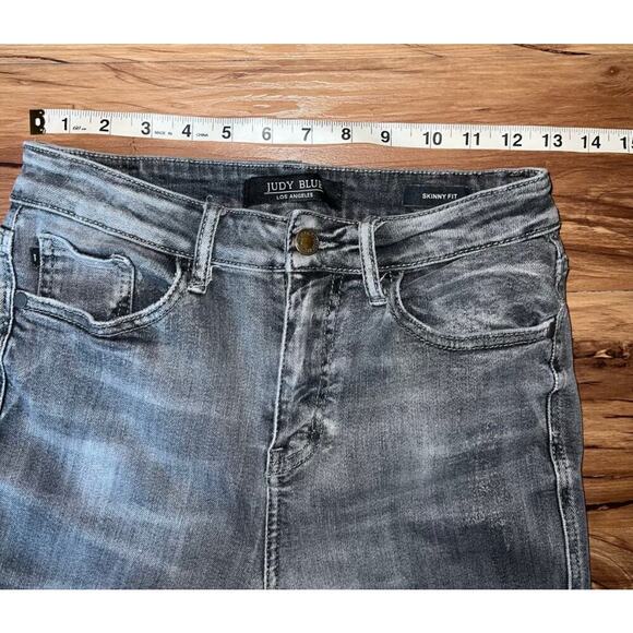 Judy Blue Denim Skinny Fit Gray High Rise Jeans Size 7 Distressed Ankle - Picture 8 of 13